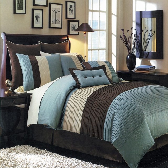 Hudson 6 8 Piece Luxury Comforter Set Olympic Queen 8pc Blue Hudson 6 8 Piece Luxury Comforter Set