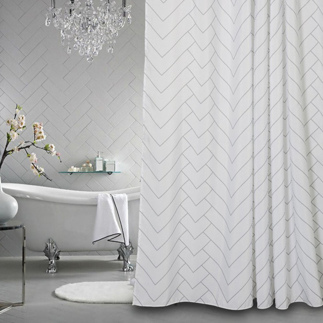 Hotel Quality White Striped Mold Resistant Fabric Shower Curtain Hotel Quality White Striped Mold Resistant Fabric Shower Curtain For Bathroom Wa