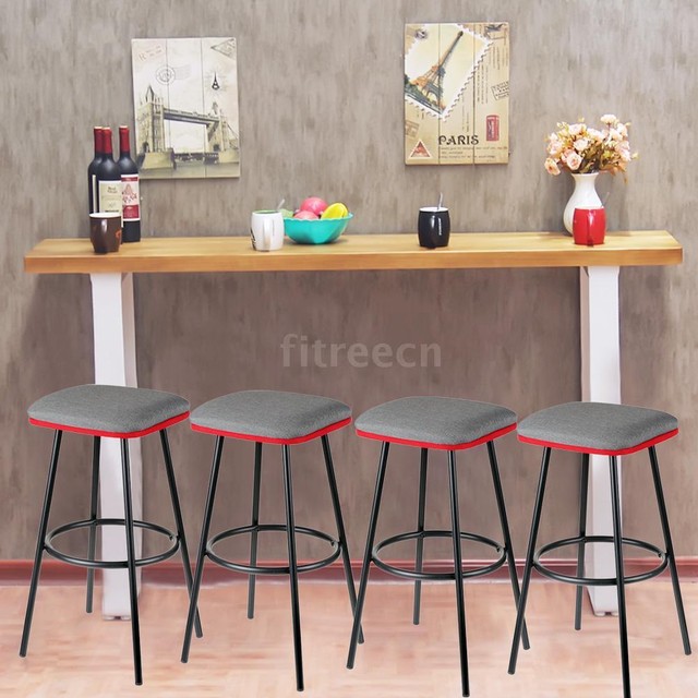 Set Of 4 Metal Bar Stools Counter Pub Kitchen Dining Chair Set Of 4 Metal Bar Stools Counter Pub Kitchen Dining Chair Padded Seat B7b7