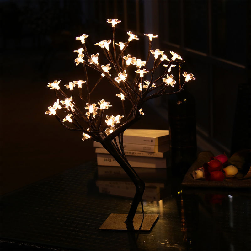 Remote Control 45cm 48 Led Cherry Blossom Desk Top Bonsai Tree Light Picture 1 Of 10