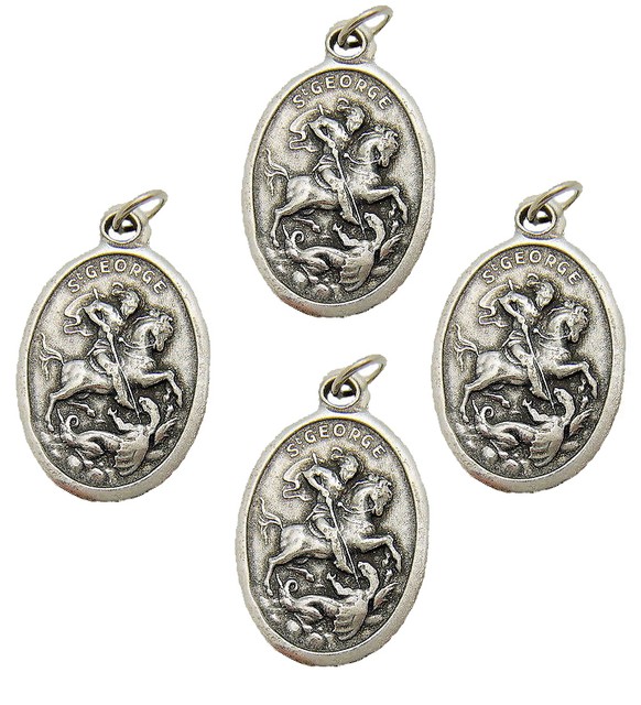 Mrt 4 Lot St George Italian Silver Tone Metal Pendant Patron Saint Mrt 4 Lot St George Italian Silver Tone Metal Pendant Patron Saint Of England