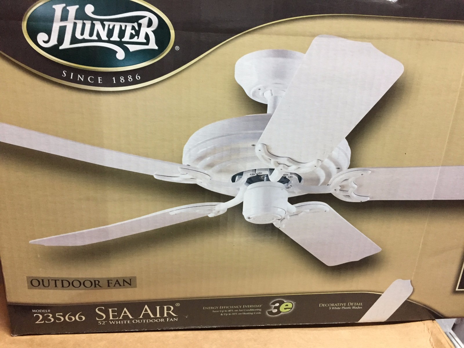 Hunter Sea Air 52 In White Outdoor Ceiling Fan Model 23566 Nisp Picture 1 Of 5