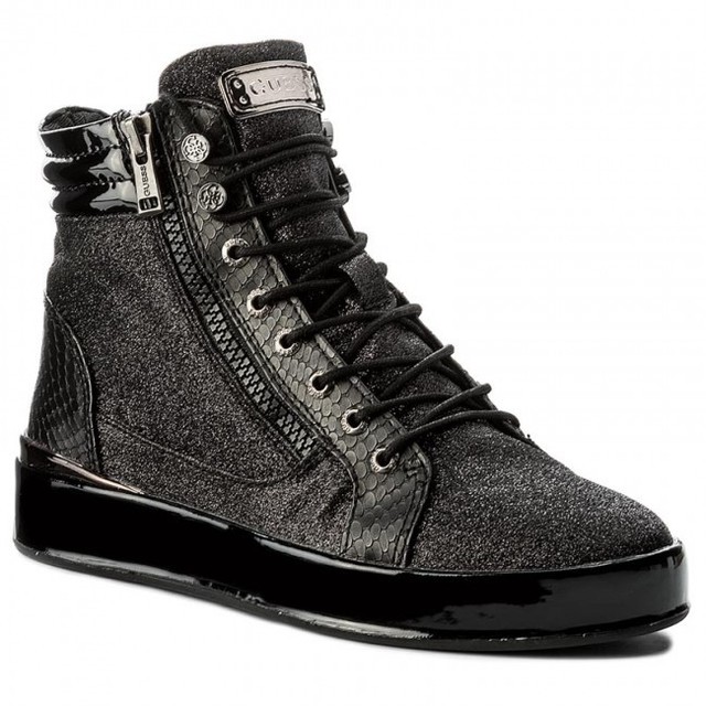 Baskets en cuir GUESS VANDA noires NEUFS Baskets en cuir GUESS VANDA noires NEUFS