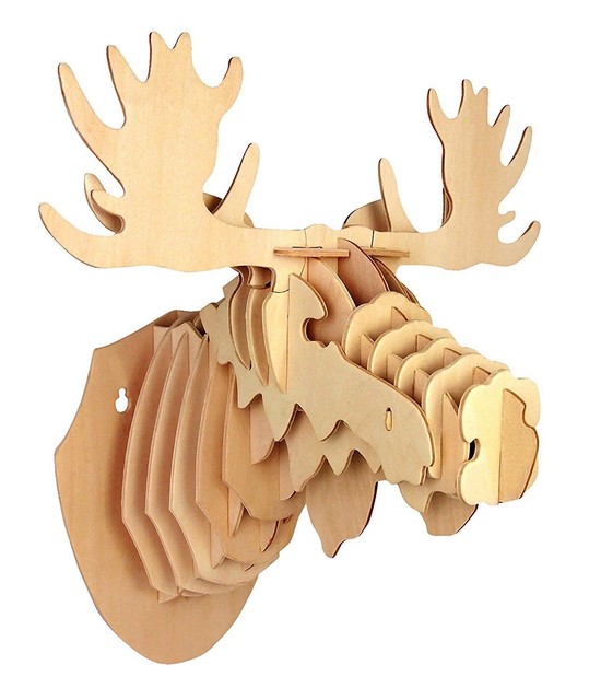 Professor Puzzle Moose Head Construction Kit Wooden 3d Wall Art Professor Puzzle Moose Head Construction Kit Wooden 3d Wall Art Craft New