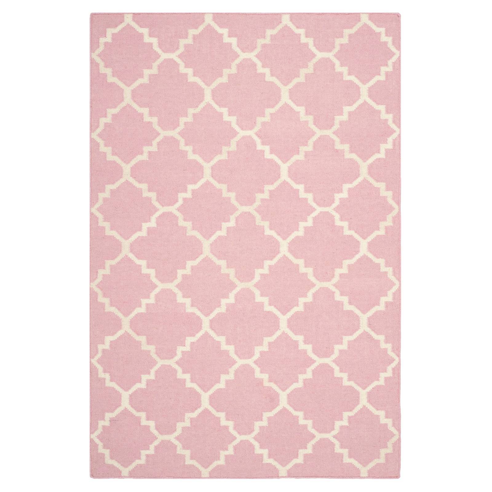 Safavieh Dhurries Collection Dhu554p Hand Woven Pink And Ivory Wool Picture 1 Of