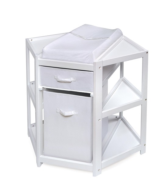 Badger Basket Diaper Corner Baby Changing Table With Hamper Badger Basket Diaper Corner Baby Changing Table With Hamper White