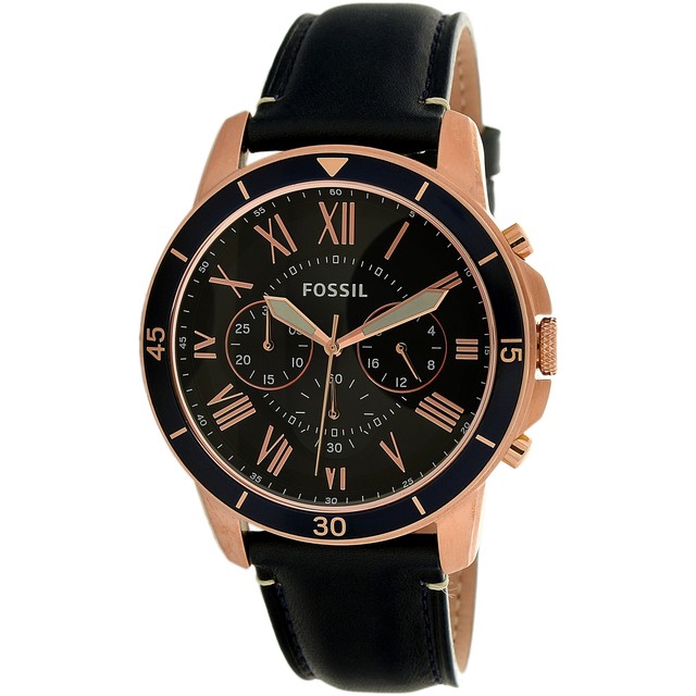 fossil men's grant sport chronograph blue leather watch