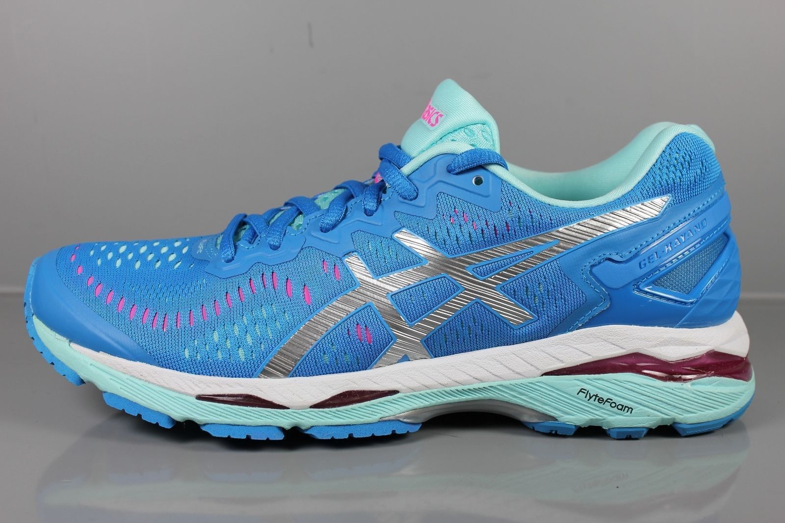 ASICS GEL Kayano 23 Blue Aqua Women Best Long Distance Running Shoes ... ... Picture 2 of 6 ...