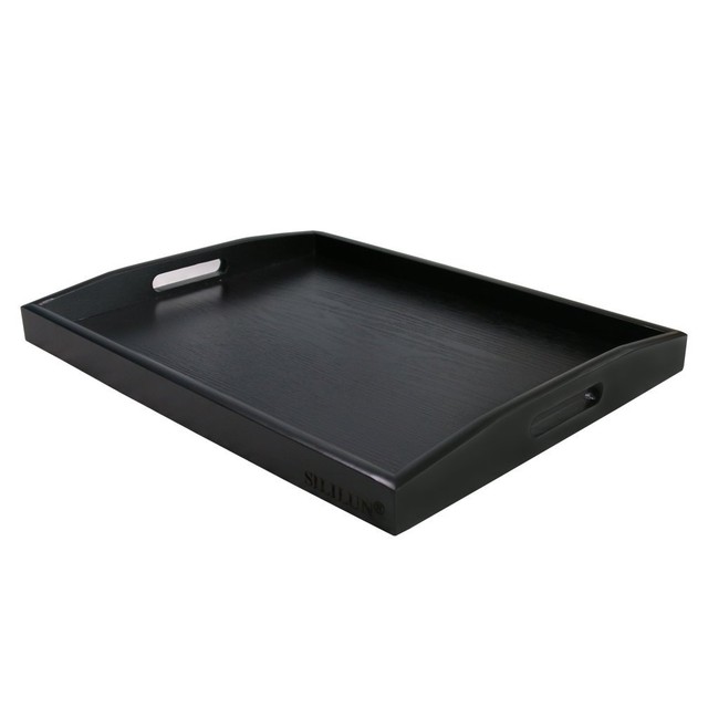 Sililun Serving Tray Large Wood Black Wooden Platter With Handle Sililun Serving Tray Large Wood Black Wooden Platter With Handle Easy Breakfast