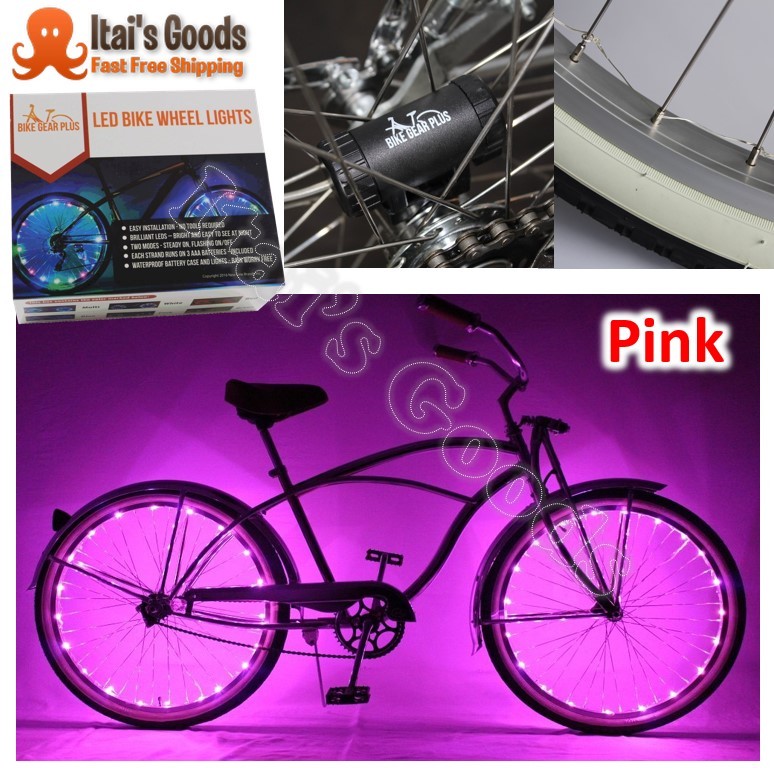 Led Bike Wheel Lights Brilliant Pink Light Up 2 Bicycle Wheels Led Bike Wheel Lights Brilliant Pink Light Up 2 Bicycle Wheels Gift