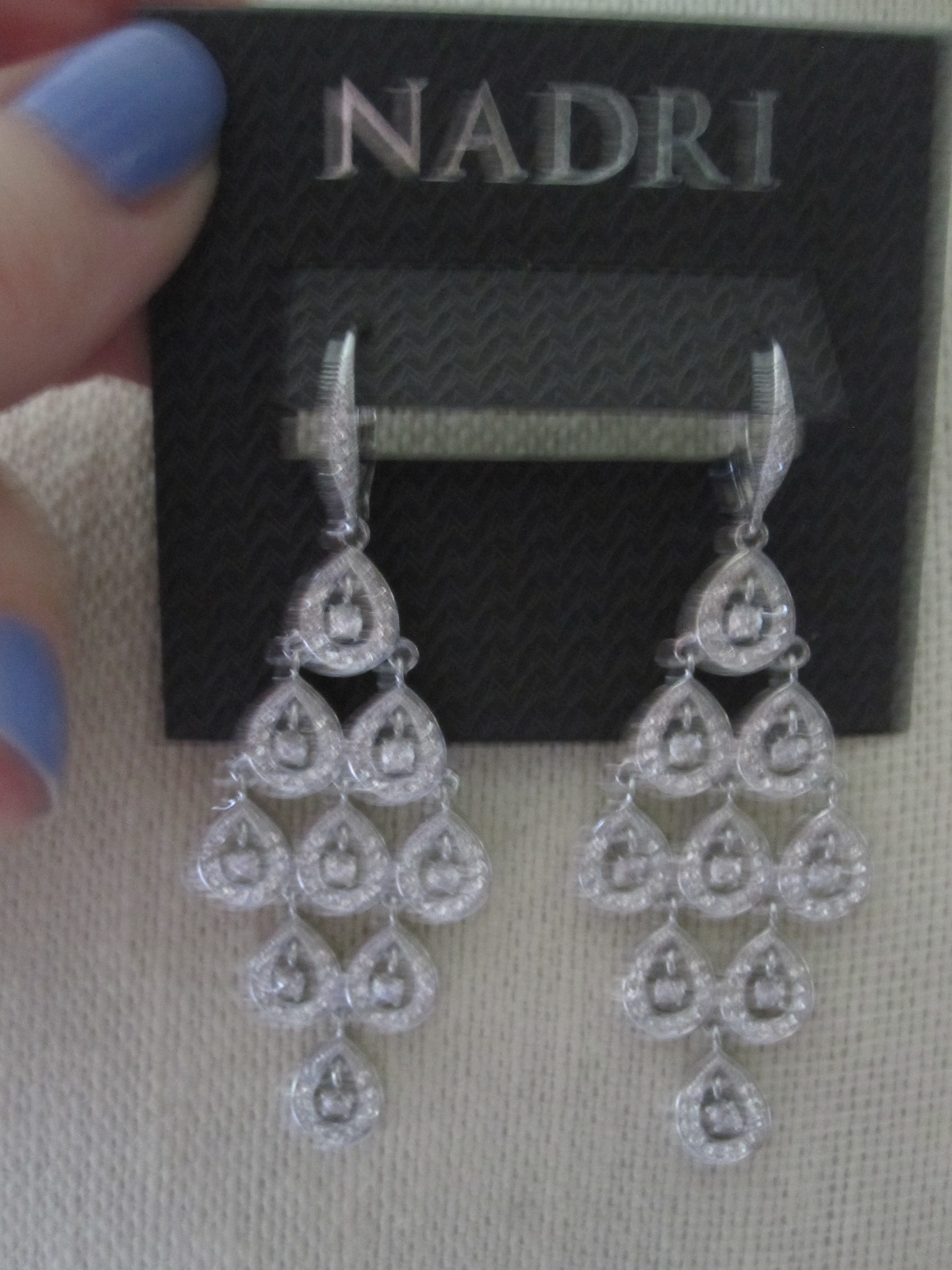 Nadri Rhodium Plated Cubic Zirconia Chandelier Kite Earrings 120 Brand New T