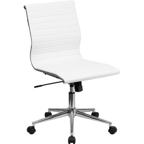 Flash Furniture Mid Back Armless White Ribbed Leather Swivel Flash Furniture Mid Back Armless White Ribbed Leather Swivel Conference Chair Ebay