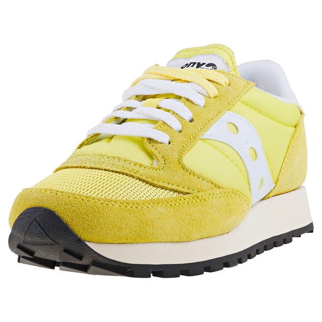 SAUCONY Jazz Original Vintage Da Donna Giallo Bianco Suede Mesh Scarpe da GinnasticaUK 7 SAUCONY Jazz Original Vintage Da Donna Giallo Bianco Suede Mesh Scarpe da GinnasticaUK 7