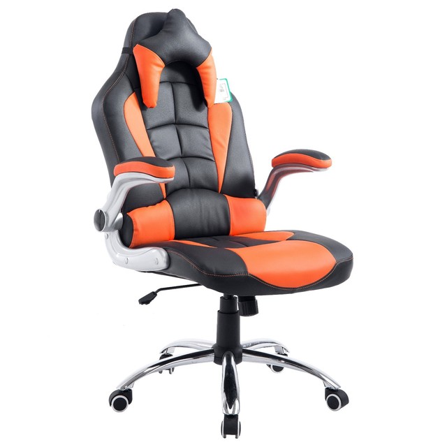 Ctf High Back Pu Leather Fabric Folding Arms Racing Swivel Office Picture 2 Of 5