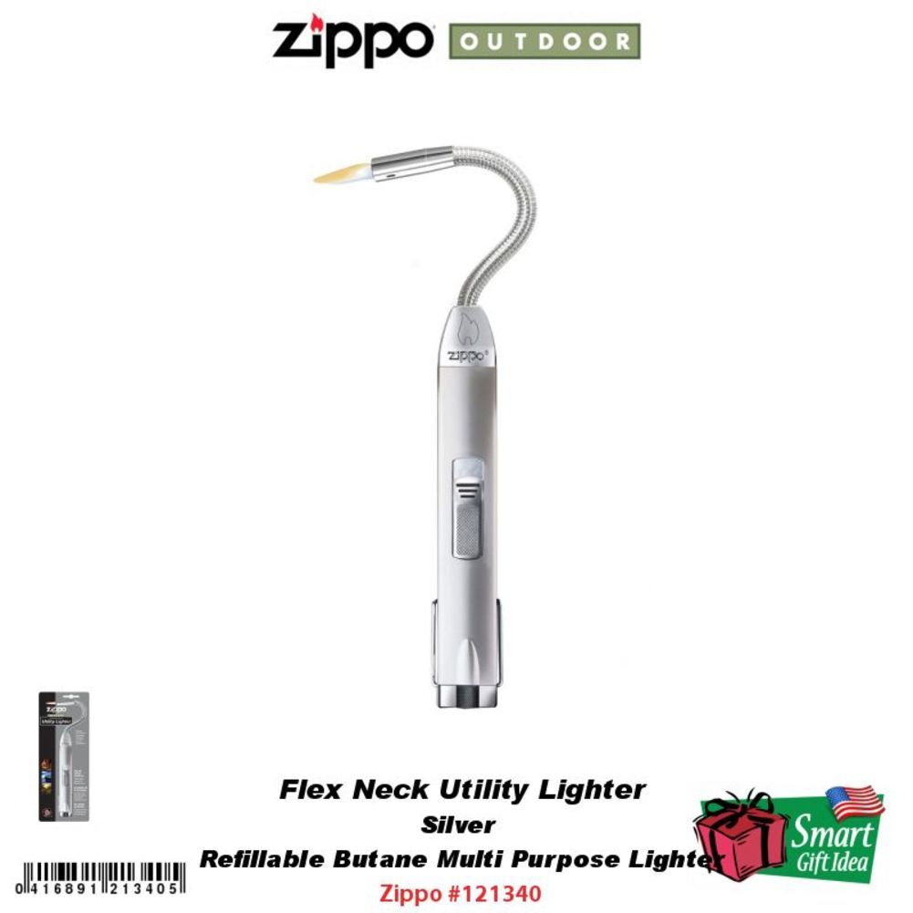 Zippo 121340 Silver Flexible Neck Utility Lighter Dual Flame Wind Picture 1 Of 12