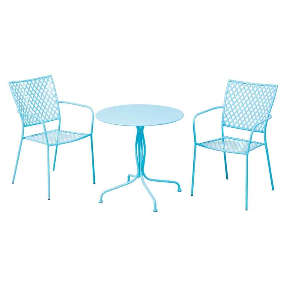 Alfresco Home Martini 3 Piece Patio Bistro Set In Sky Blue Picture 1 Of