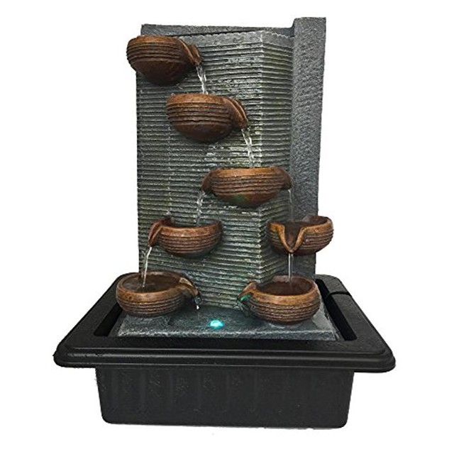 Multi Tiered Desktop Electric Water Fountain Decor W Led Indoor Multi Tiered Desktop Electric Water Fountain Decor W Led Indoor Outdoor Home