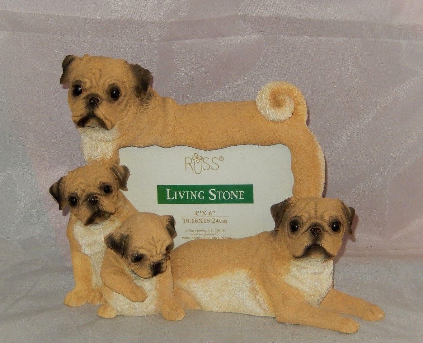 Russ Living Stone Pug Puppy Picture Frame 4x6 E72070 Picture 1 Of 9