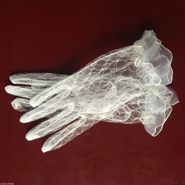 Ivory Short Wedding Gloves Bride Beaded Lace Formal Evening Party Ivory Short Wedding Gloves Bride Beaded Lace Formal Evening Party Glove Stock