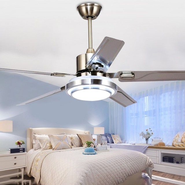 Rainierlight Modern Ceiling Fan 5 Stainless Steel Blades Remote Rainierlight Modern Ceiling Fan 5 Stainless Steel Blades Remote Control Led 3