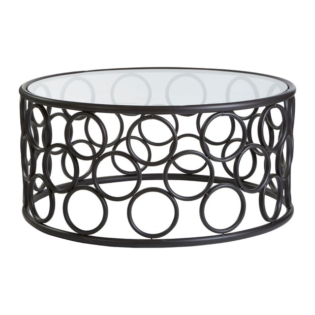 Brandon Premier Black Antalya Coffee Table Round Metal Frame Glass Antalya Coffee Table Round Black Metal Frame Glass Top
