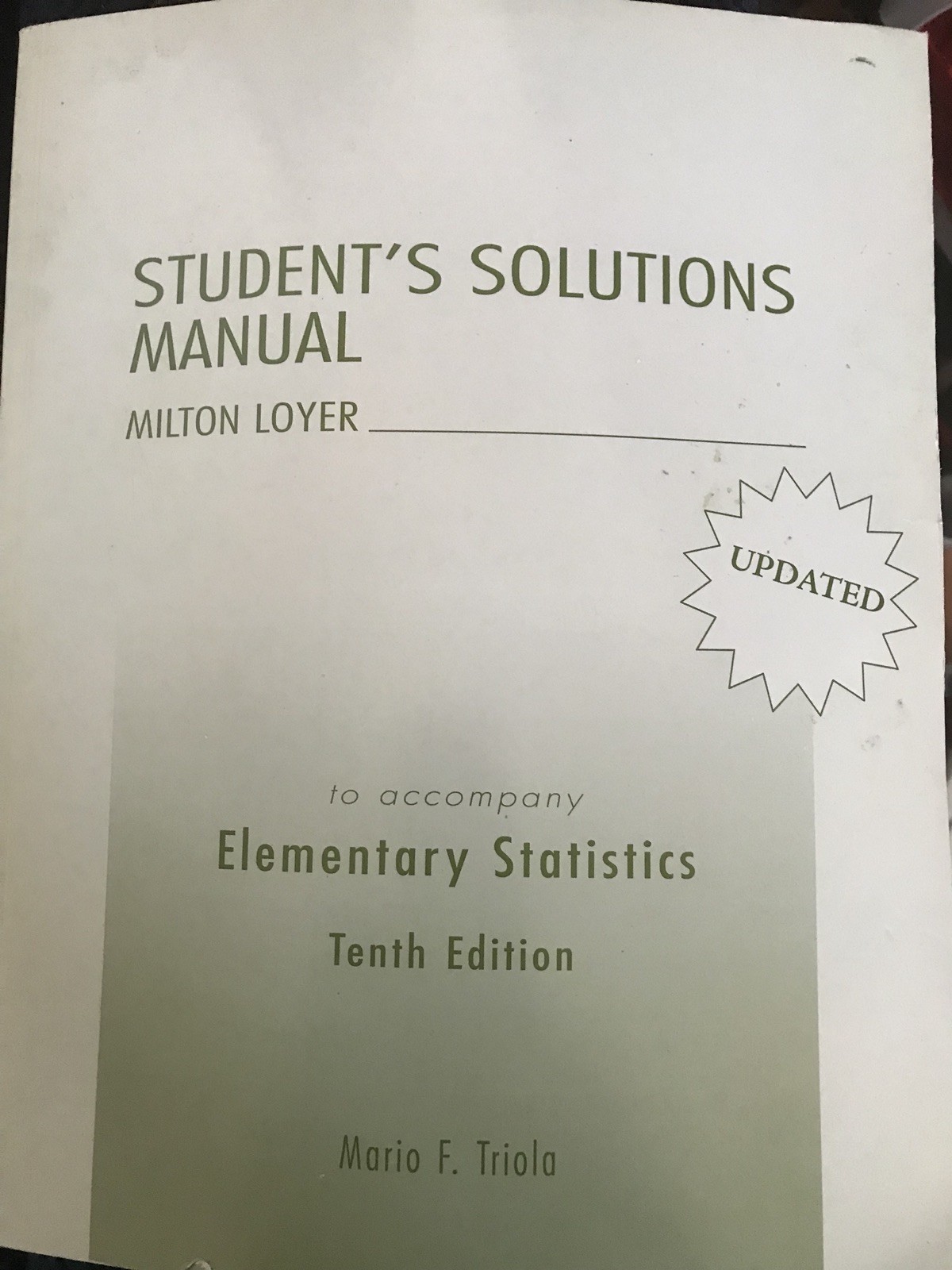 Student's Solutions Manual : To Accompany Elementary Statistics by Mario F. Triola (2006, Paperback, Student Edition of Textbook) | eBay