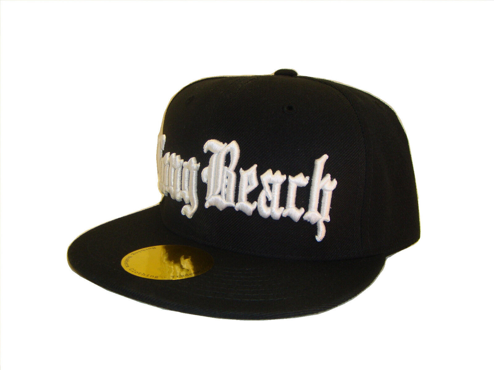 Black White Long Beach Los Angeles Flat Bill Snapback Baseball Cap Picture 1 Of 2