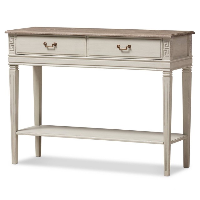 Baxton Studio Arte French Provincial Style Weathered Oak And White Arte French Provincial Style Weathered Oak Wash And Distressed Wood Finish Tw