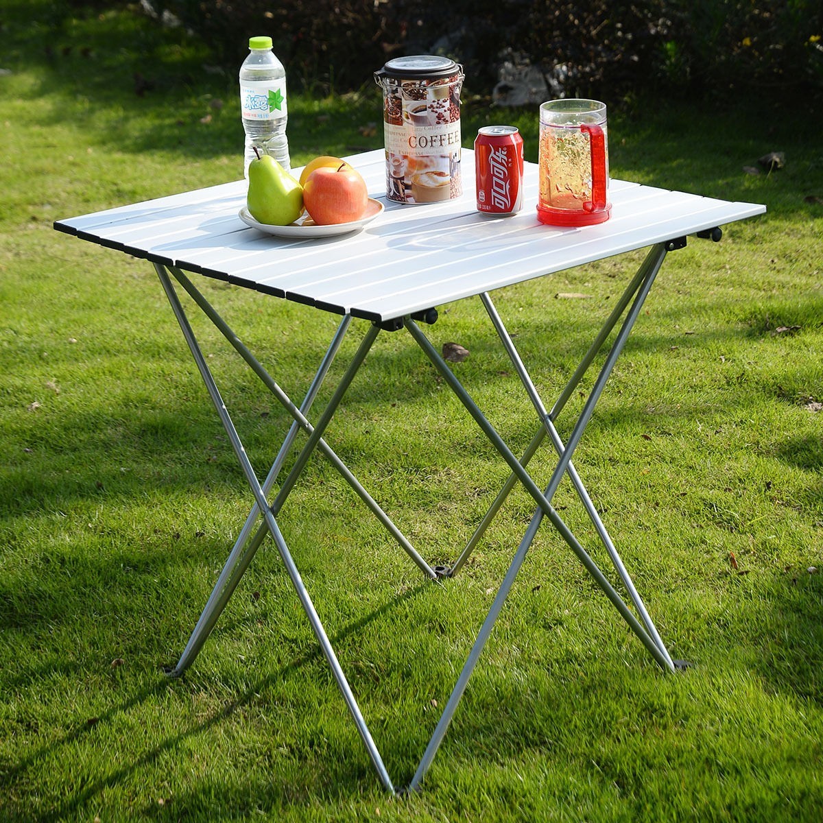 Aluminum Roll Up Table Folding Camping Outdoor Indoor Picnic W Bag Picture 1 Of 8
