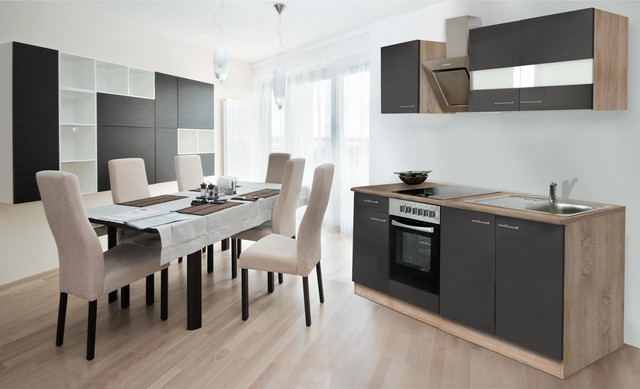 Respekta cucina angolo cottura 210 cm rovere Ruvido-segato Grigio ... Respekta cucina angolo cottura 210 cm rovere Ruvido-segato Grigio ...