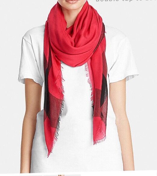 Coach F85653 Lightweight Woven Windowpane Challis Scarf In Cherry Coach F85653 Lightweight Woven Windowpane Challis Scarf In Cherry Red Ebay