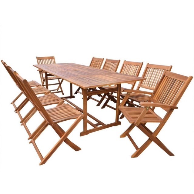10 Seater Garden Furniture Set Dining Table Folding Chairs 10 Seater Garden Furniture Set Dining Table Folding Chairs Hardwood Rustic