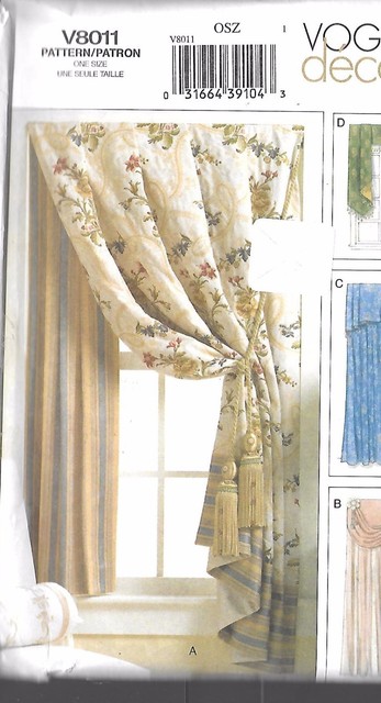 Vogue Decor Sewing Pattern 8011 Valances D Window Treatments Vogue 8011 Home Decor Pattern Valances D Osz Uncut Factory Fold