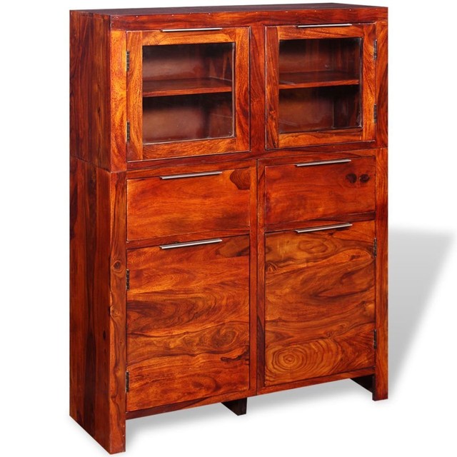 Vintage Wooden Sideboard Solid Wood Cabinet Drawers Storage Glass Vintage Wooden Sideboard Solid Wood Cabinet Drawers Storage Glass Doors Handmade