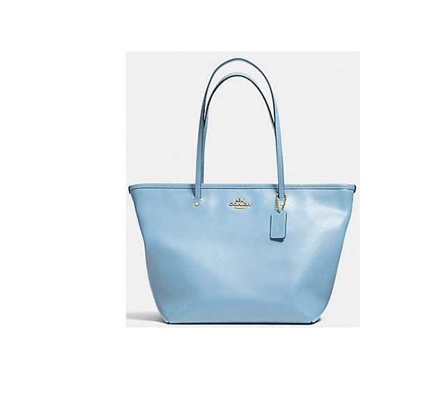 Coach Crossgrain Leather Street Zip Tote Pale Blue 34103 Gift Coach Crossgrain Leather Street Zip Tote Shoulder Bag Handbags F34103 Pale Blue