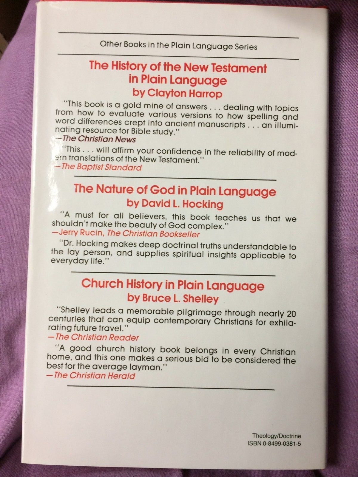 Christian Theology In Plain Language By Bruce L Shelley 1985 Christian Theology In Plain Language By Bruce L Shelley 1985