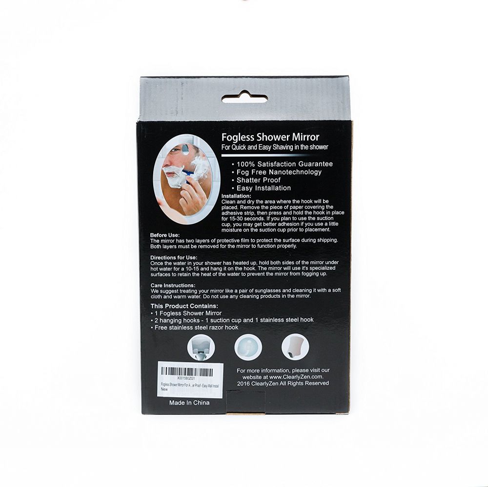 Clearly Zen Fogless Shower Mirror For A Great Shave Suction Cup Clearly Zen Fogless Shower Mirror For A Great Shave Suction Cup Hanging Hook Shatter Proof 646437166669