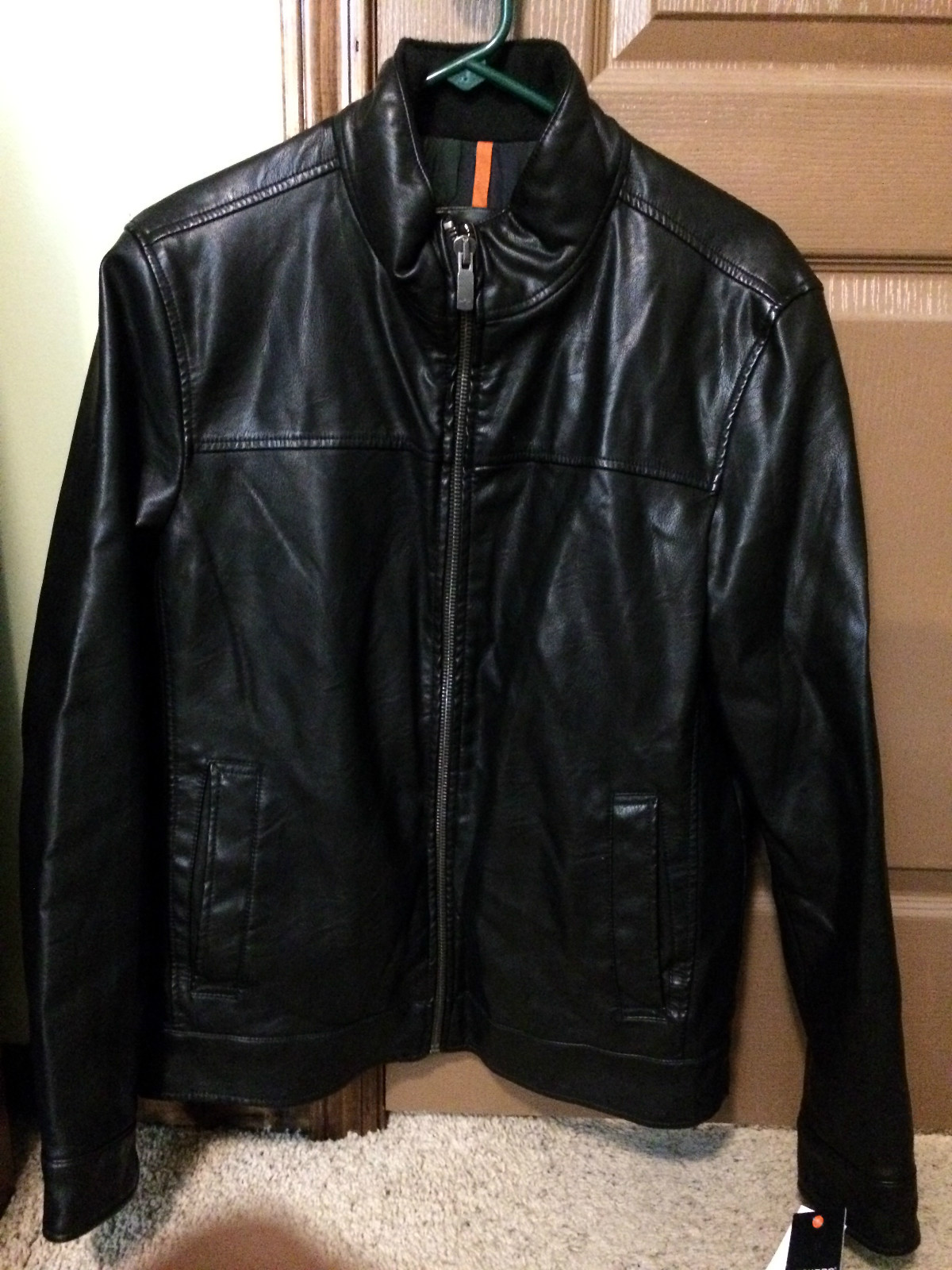 Dockers Faux Leather Jacket Black Mens Small 1