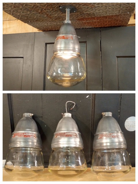 Vtg Explosion Proof Light Fixture Glass Globe Rewired Crouse Hinds Vtg Explosion Proof Light Fixture W Glass Globe Rewired Crouse Hinds Industrial