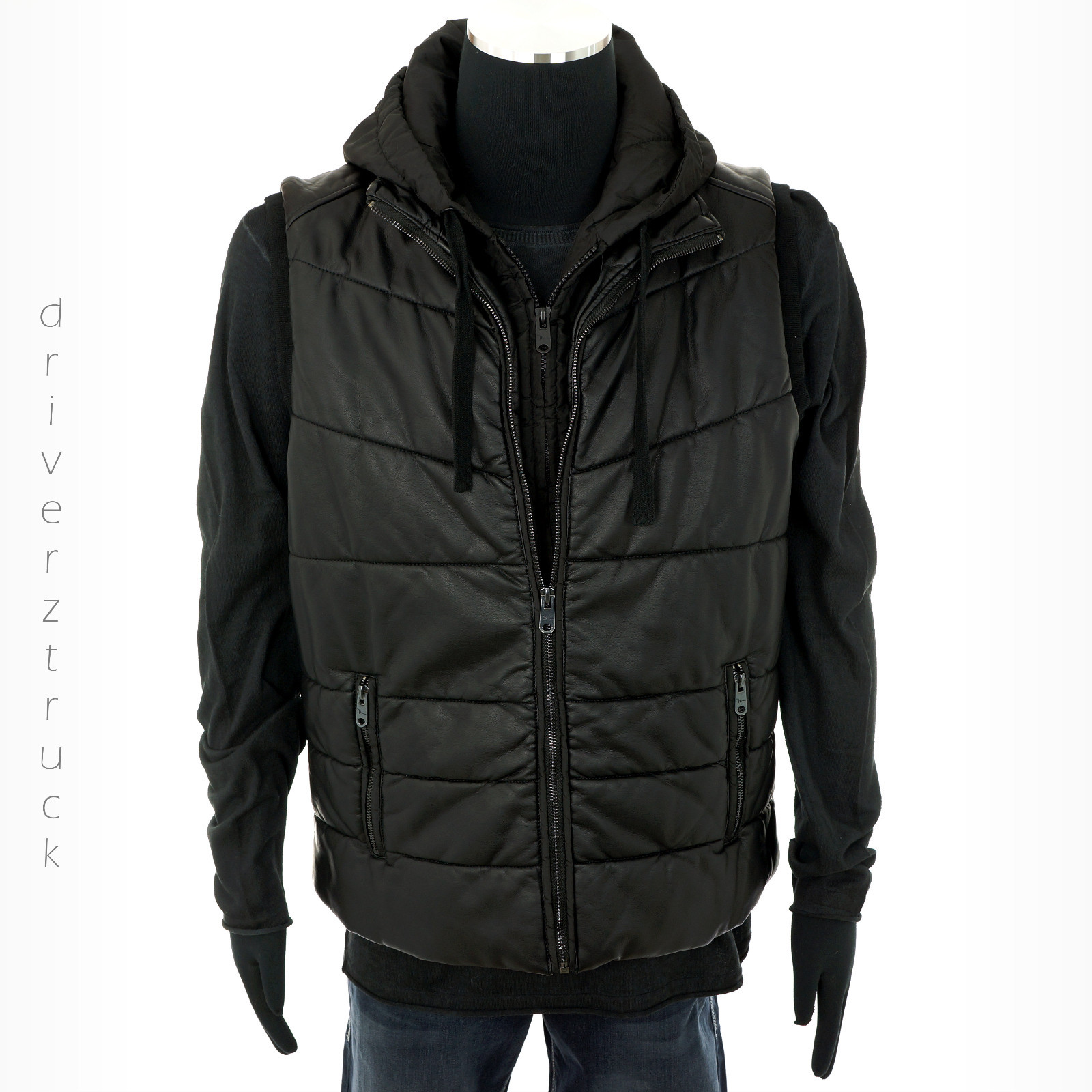 Marc Anthony Mens Small Black Quilted Outerwear Vest Removable Hood Picture 1 Of 10