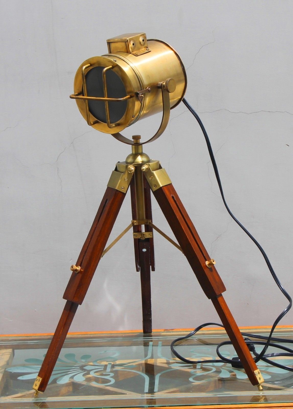 Studio Floor Lamp Tripod Searchlight Home Decor Spot Light Antique Picture 1 Of 2