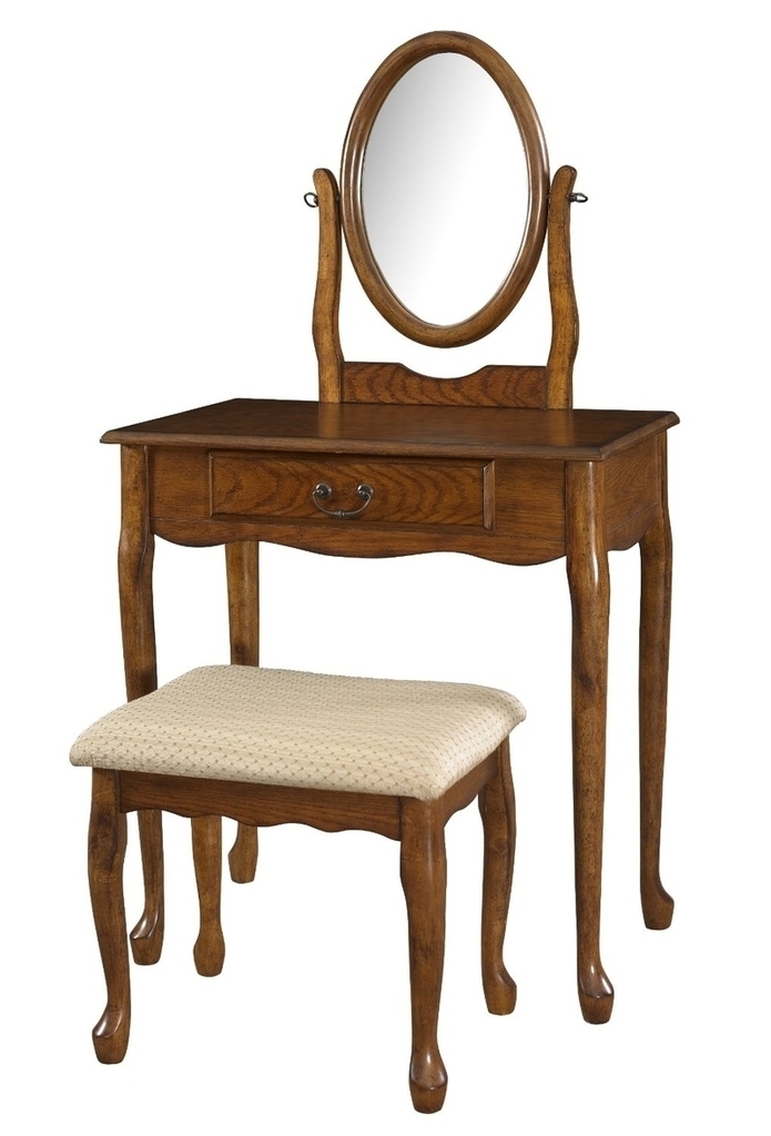 Powell Furniture Woodland Vanity And Bench Set In Oak Picture 1 Of