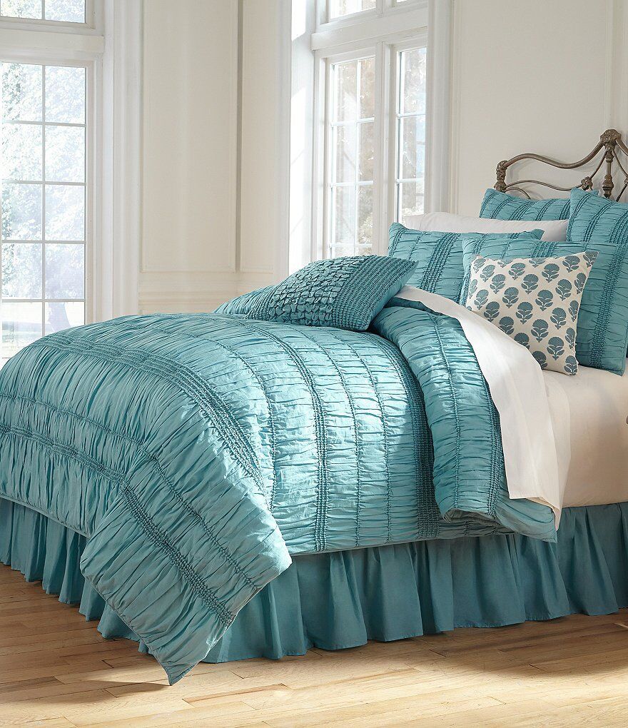 Studio D Serenade Queen Bedskirt Ruffled Aqua 60 X 80 In Picture 1 Of