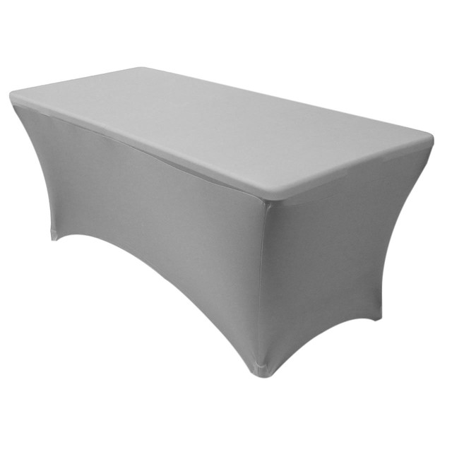 Your Chair Covers Rectangular Fitted Stretch Spandex Table Cover Ycc Stretch Spandex Fitted 6 Ft Rectangular Tablecloth Silver