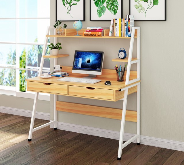 Wood Computer Desk 2 Drawer Shelve Workstation Home Office Table Pc Wood Computer Desk 2 Drawer Shelve Workstation Home Office Table Pc Laptop Study