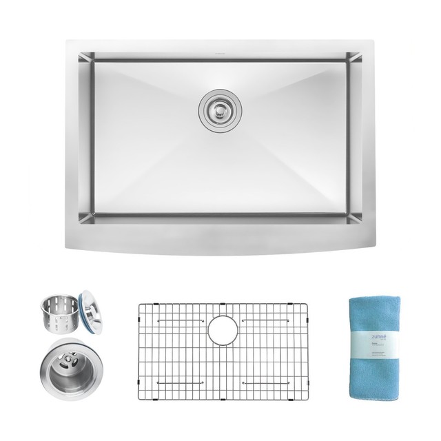 Zuhne 30 Inch Farmhouse A Deep Single Bowl 16 Gauge Stainless Zuhne 30 Inch Farmhouse A Deep Single Bowl 16 Gauge Stainless Steel Luxury Kitchen Sink