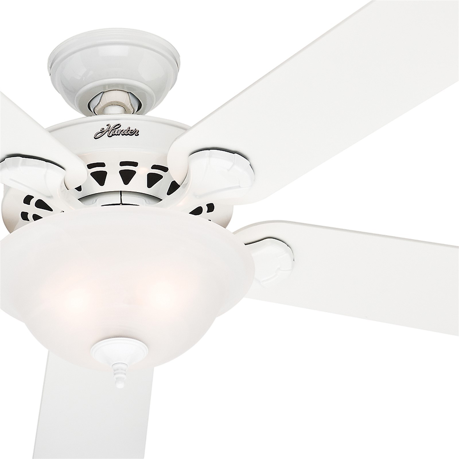 Hunter 52 Traditional Large Room White Finish Ceiling Fan With 2 Picture 1 Of 6