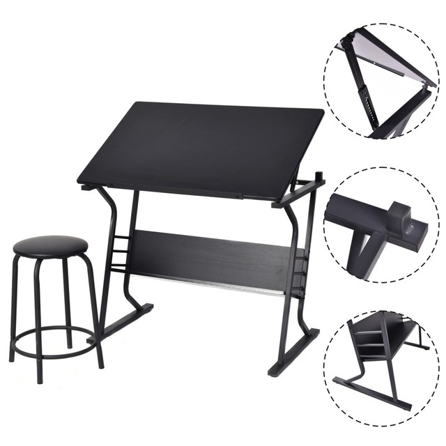 Tiltable Tabletop Drawing Board Table Art Craft Drafting Easel Desk Tiltable Tabletop Drawing Board Table Art Craft Drafting Easel Desk W Stool