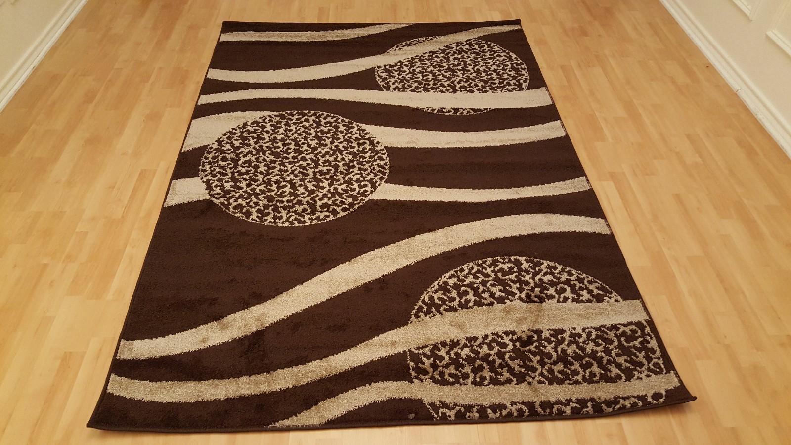 Rugs Area Modern Waves Design Contemporary Brown Color 5x7 Rug Picture 1 Of 4