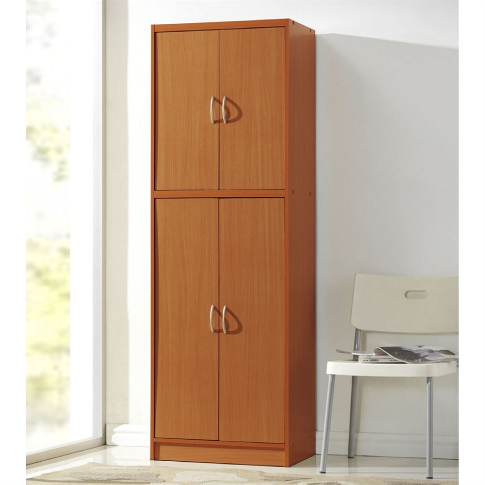 Hodedah Hi224 Cherry 4 Door Pantry Cabinet Ebay Picture 1 Of
